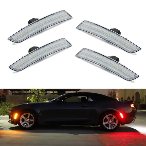 Clear Lens Front Amber Rear Red LED Side Marker Lights For 2016-up Chevy Camaro