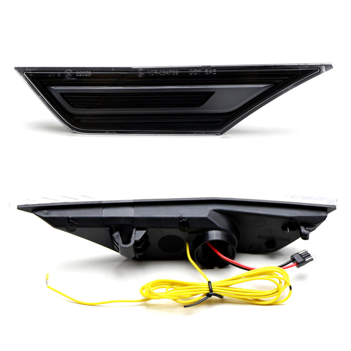 Black Cover White LED Side Markers w/ Amber Sequential Blink For Honda Civic FK8