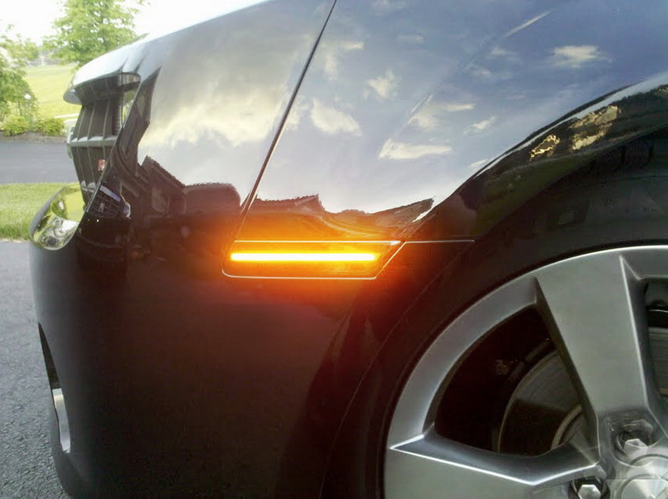 Smoked Lens Amber LED Light Front Side Marker Lamps For 2008-14 Dodge Challenger