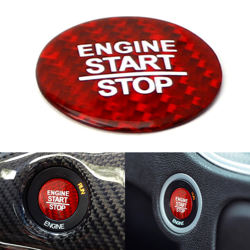 Red CarbonFiber Keyless Engine Push Start Button Cover For Dodge Charger Durango