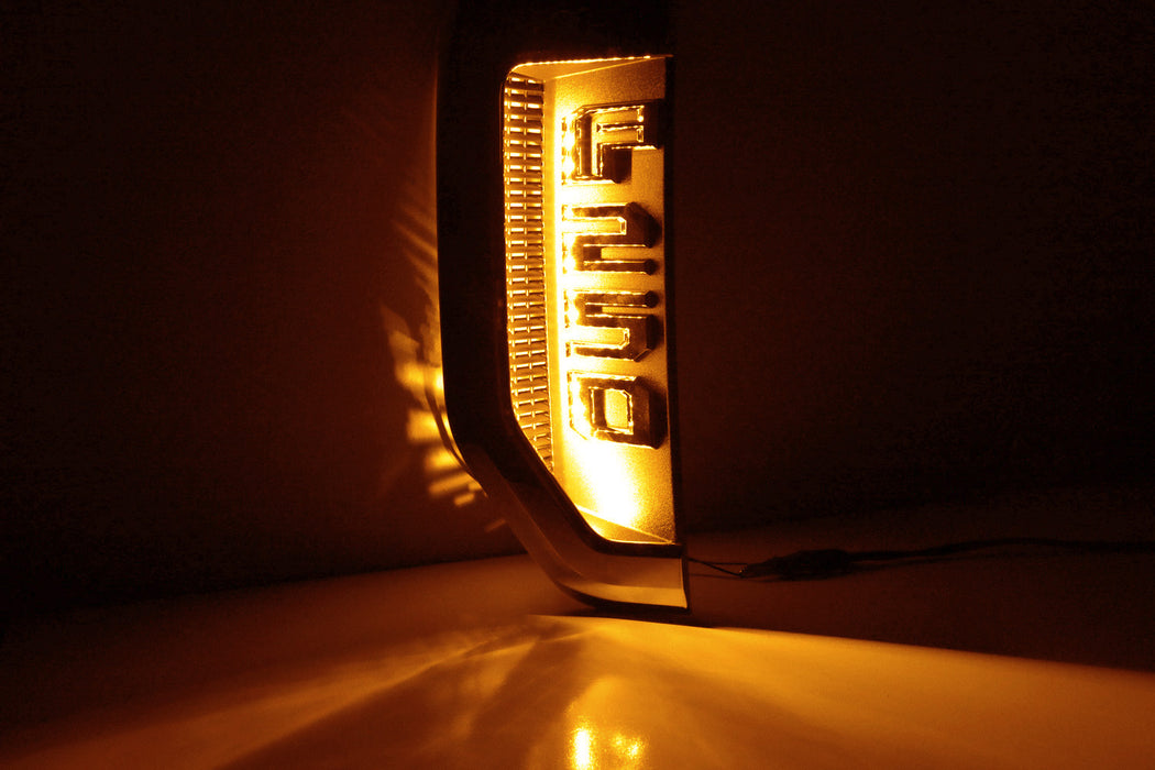 Amber LED Background Illumination Kit 17-22 F250 F350 F450 Side Fender Emblem