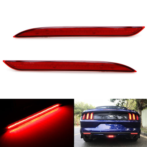 OE-Red Lens 36-SMD Red LED Bumper Reflector Lights For 2015-17 Ford Mustang