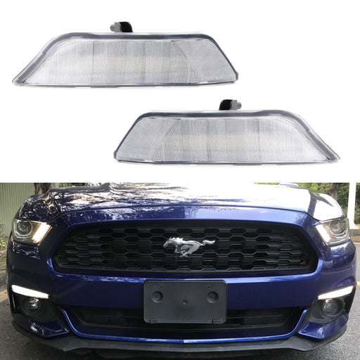 Clear Turn Signal Replace LED DRL Kit For 15-17 Mustang w/Amber Sequential Blink