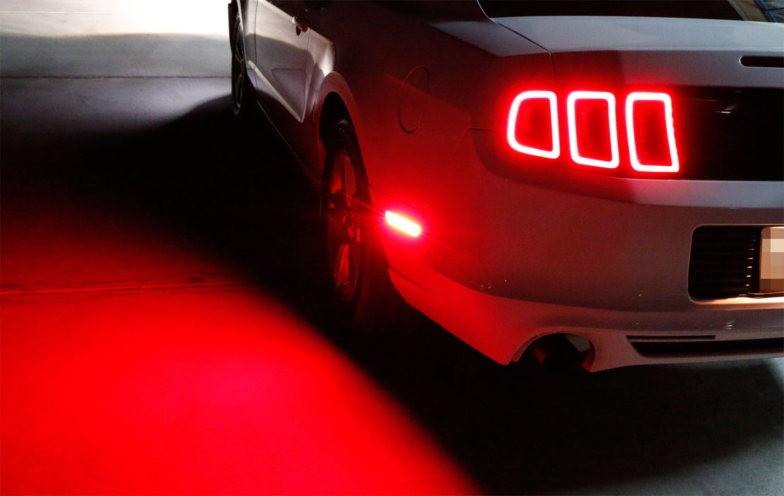 Clear Lens LED Rear Side Marker Lamps w/ Red LED Lights For 10-14 Ford Mustang