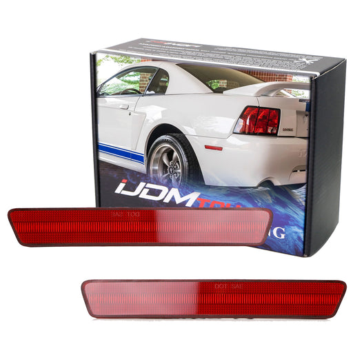 OE-Spec Red Lens Rear Bumper Side Marker Reflectors For 1999-2004 Ford Mustang