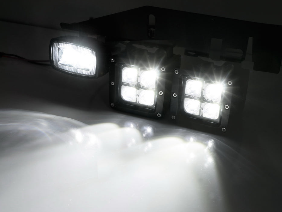White 100W LED Lower Bumper Fog Light Kit w/ Bracket Wire For 17-20 Ford Raptor