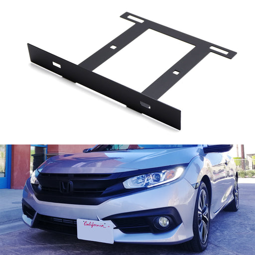 JDM Front License Plate Side Relocation Mounting Bracket For 2016-21 Honda Civic