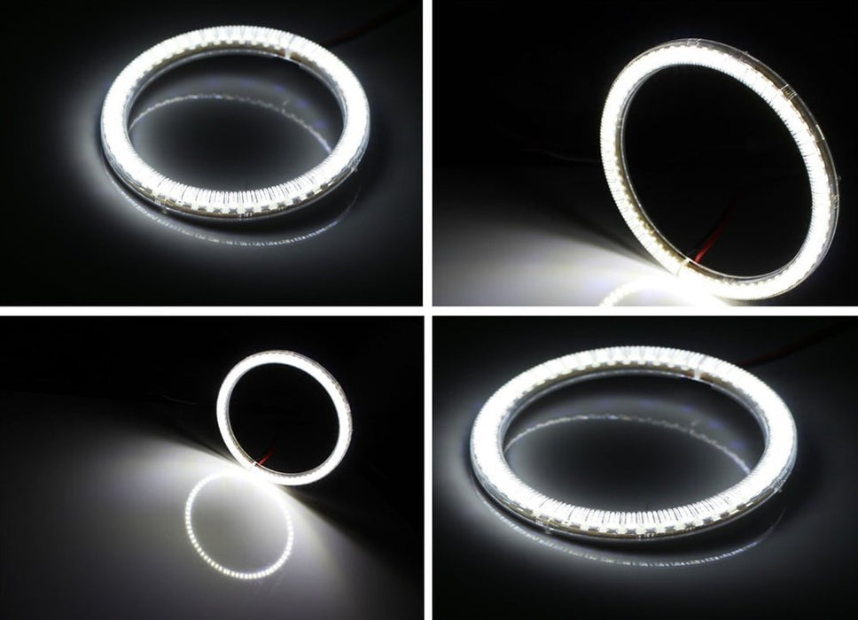 Pair 75mm Xenon White LED Headlight Retrofit Decoration Halo Ring Lighting Kit