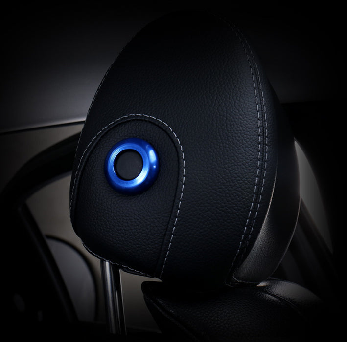 Premium Sports Blue 2 Headrest Button Trims For Mercedes W205 C-Class GLC-Class