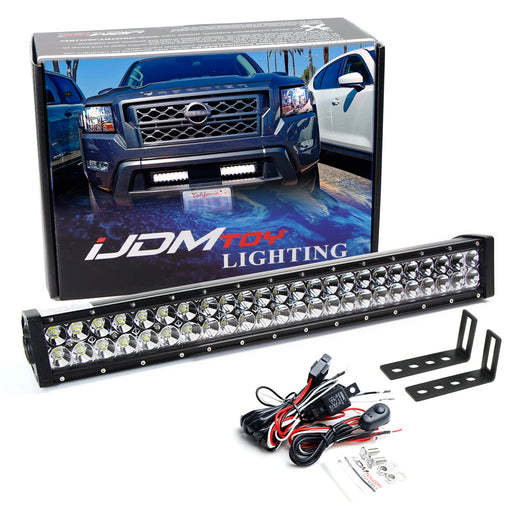 Lower Bumper Fit 25" LED Light Bar Kit w/Brackets, Relay For 22+ Nissan Frontier