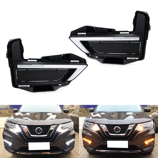 White/Amber Switchback Optic LED Daytime Running Lamps For 2017-20 Nissan Rogue