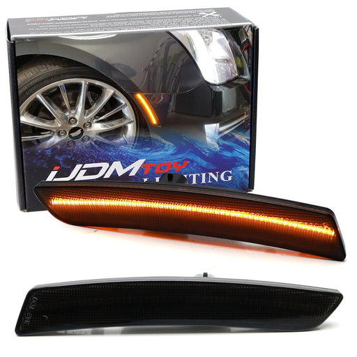 Smoke Lens Amber Full LED Strip Front Bumper Side Markers For Cadillac 16-20 CT6