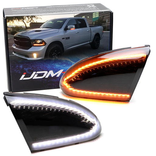 Smoke White/Amber Switchback LED Sequential Blink Side Mirror Lamps For Gen4 RAM