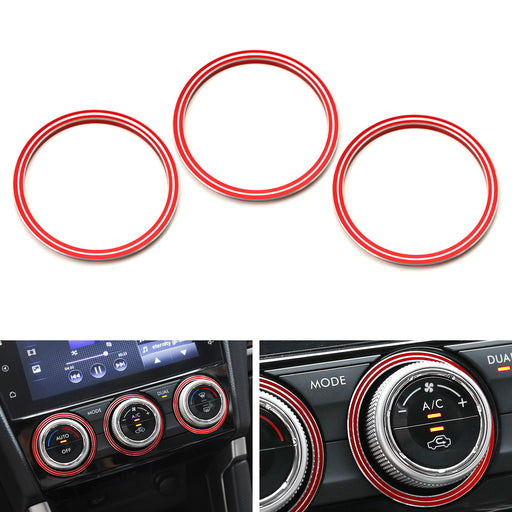 Red Aluminum AC Climate Control Outer Ring Covers For Subaru Impreza WRX/STi