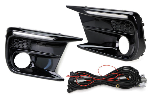 White/Amber Switchback/Sequential LED Fog Bezel DRL Kit For 18-21 Subaru WRX/STi