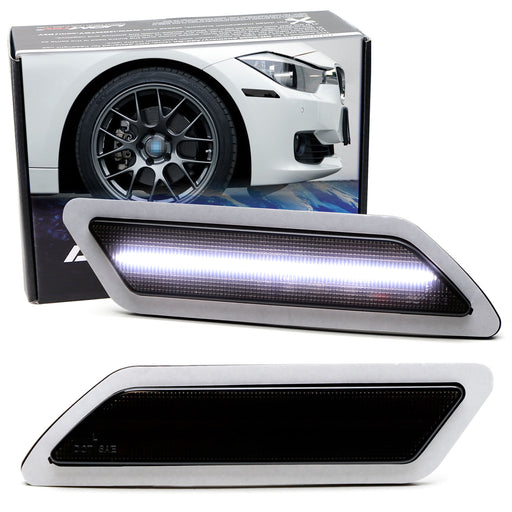 Smoke Lens White LED Bumper Reflex Replace Side Markers For BMW 12-15 Pre-LCI 3s
