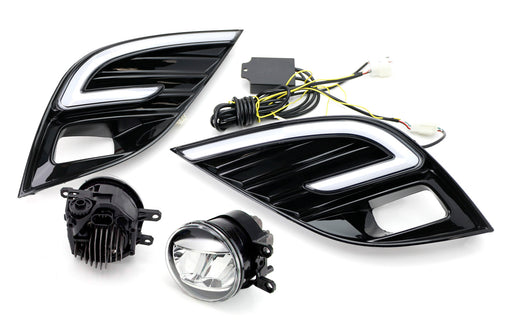 JDM-Spec LED Fog Light Kit w/ White/Amber LED DRL Bezels For 18-up Camry SE XSE