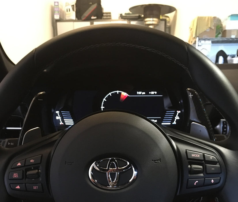 Carbon Fiber Steering Wheel Paddle Shifter Extension For Toyota 2020-up Supra GR