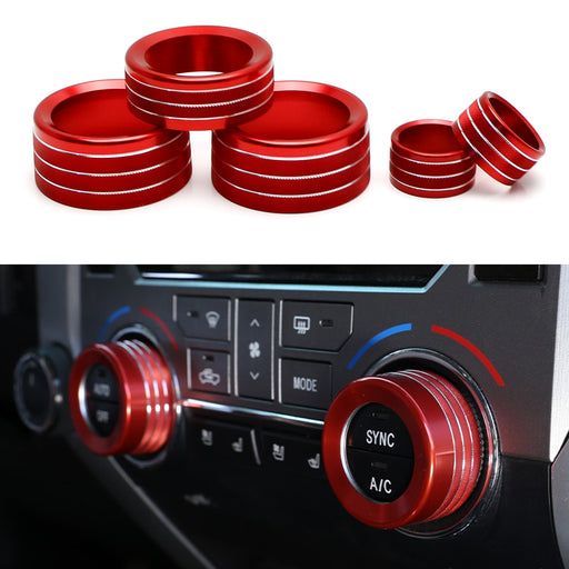 5pc Red Air Conditioner Stereo Volume Switch Knob Ring Covers For 2017-21 Tundra