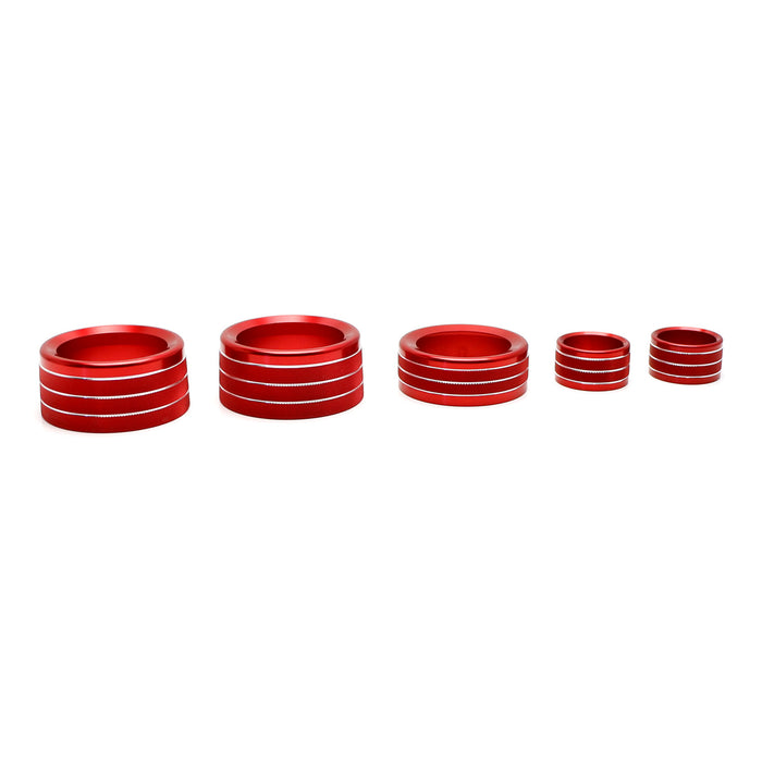 5pc Red Air Conditioner Stereo Volume Switch Knob Ring Covers For 2017-21 Tundra