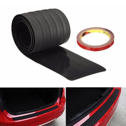 Black Rubber Rear Trunk Edge Guard Scratch Protector Cover Mat w/ Tape For Cars