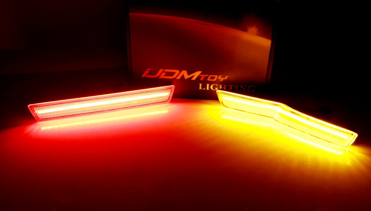 Clear Lens Amber/Red Full LED Side Markers For 2015-22 Dodge Challenger Widebody