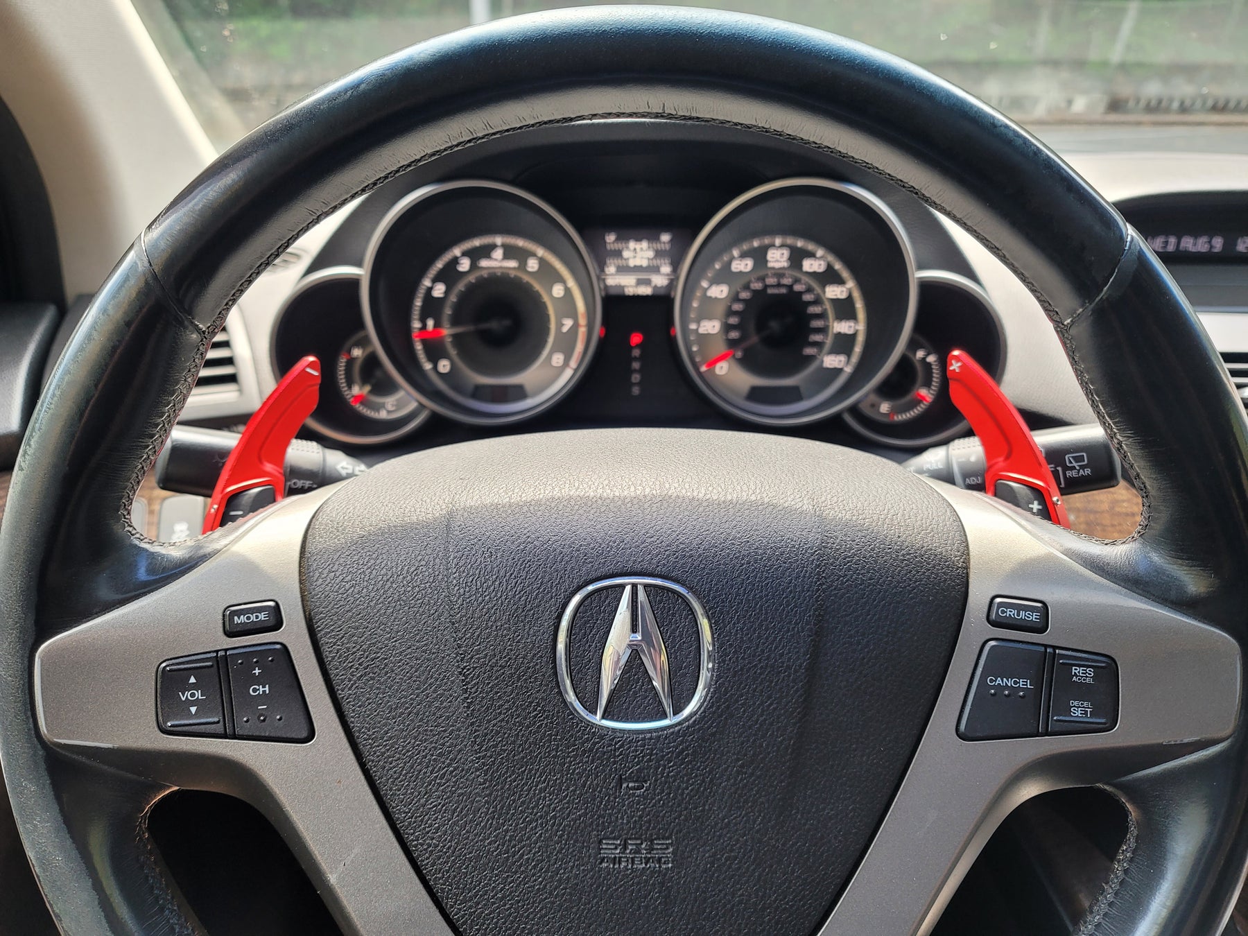 2012 Acura MDX Installed A-Spec Red Steering Wheel Paddle Shifter Extension