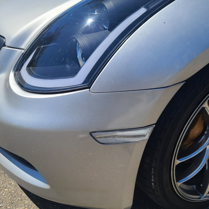 2004 Infiniti g35 Coupe 6MT Installed Clear White/Amber Sequential Blink LED Side Markers