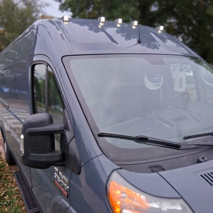 Ram promaster  Installed 5pc Clear Lens White Full LED Front Cab Roof Light Kit