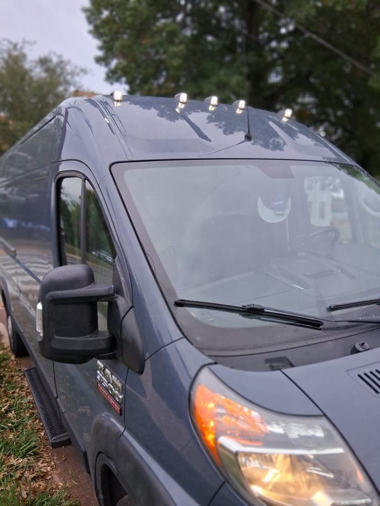 Ram promaster  Installed 5pc Clear Lens White Full LED Front Cab Roof Light Kit