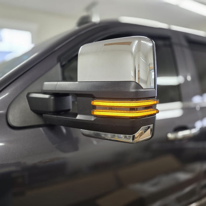 2015 Silverado 2500hd Installed Smoke Amber Sequential Blink LED Side Mirror Lamps
