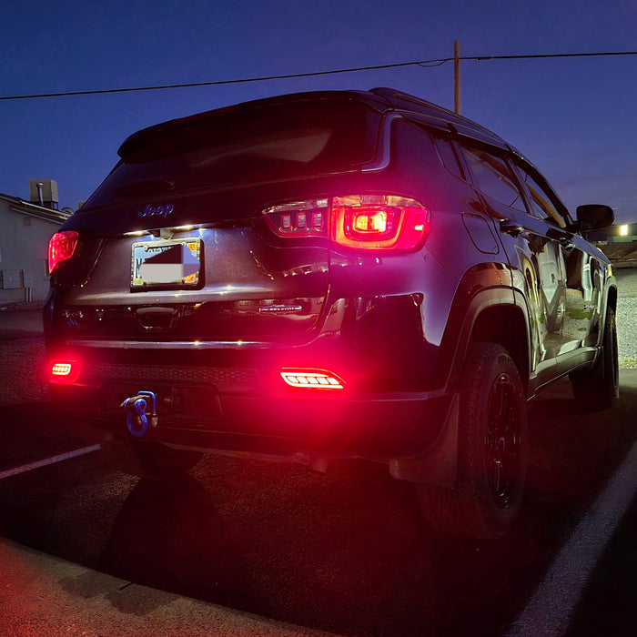 2018 jeep compass latitude   Installed Smoke Red Optic Tube Style LED Rear Bumper Reflectors