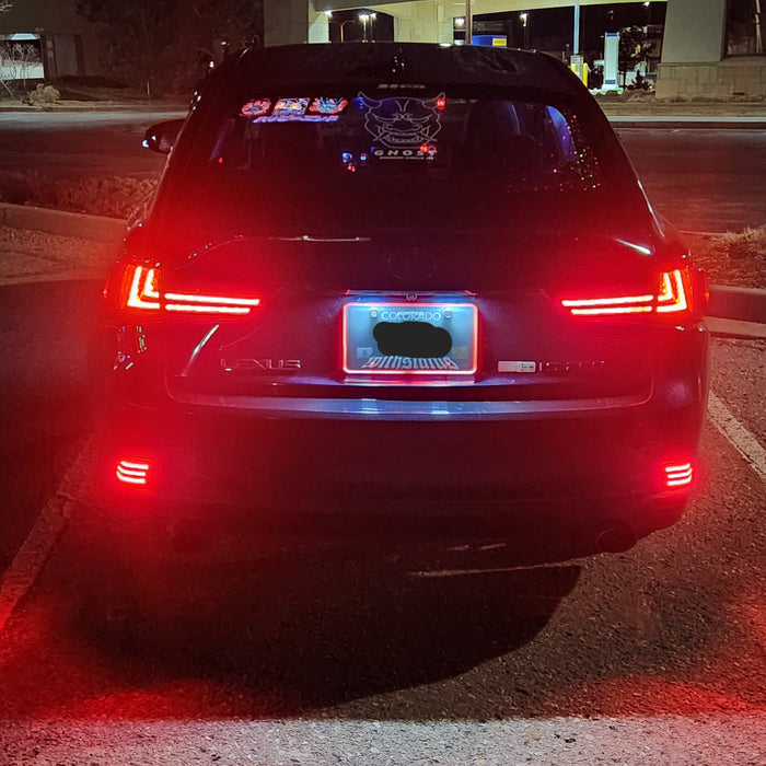 2015 Lexus IS250 Installed JDM Style Red LED Illuminated Background Light Frame Kit