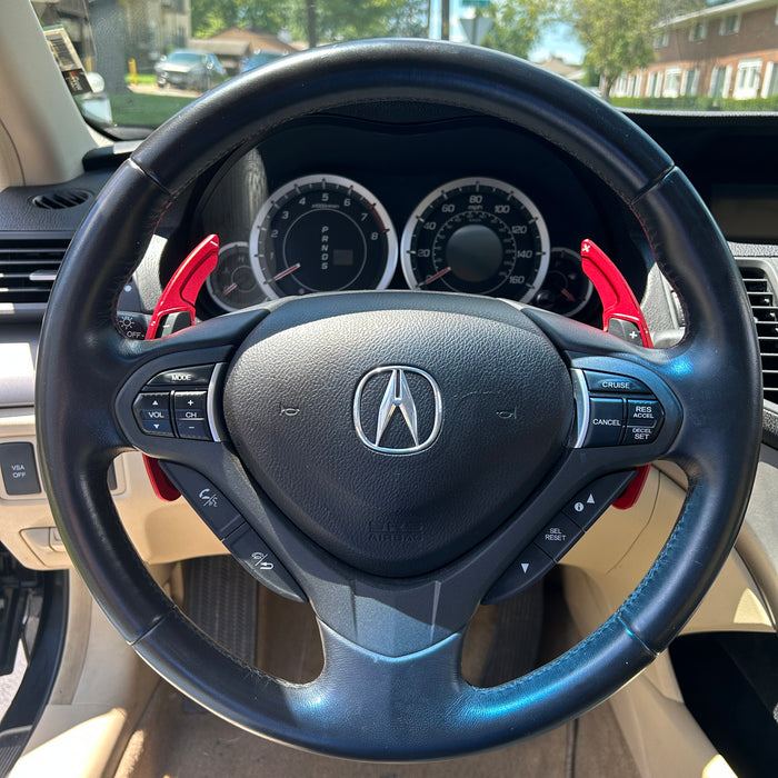 2010 acura tsx  Installed iJDMTOY Sports Red A-Spec Style Aluminum Steering Wheel Paddle Shifter Extension