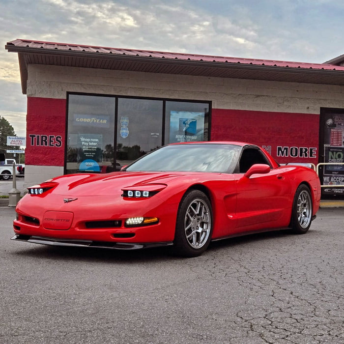2000 C5 Corvette Installed Smoke LED DRL/Sequential Front Turn Signal Light Kit