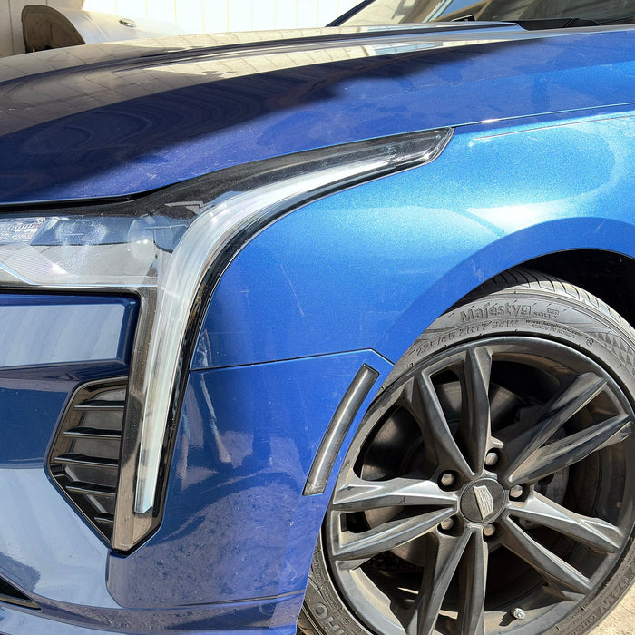 2021 Cadillac CT-4 Installed Smoke Lens White Full LED Strip Front Bumper Side Markers