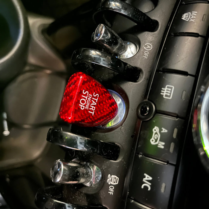 2015 Mini Cooper S  Installed Red CarbonFiber Keyless Engine Push Start Button