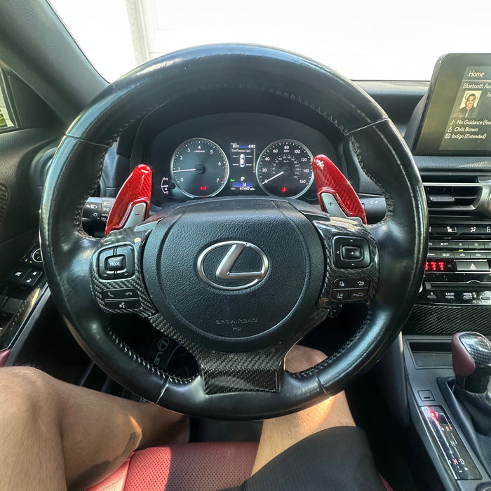 2021 Lexus is300 Installed Red Carbon Steering Wheel Larger Paddle Shifter Extension