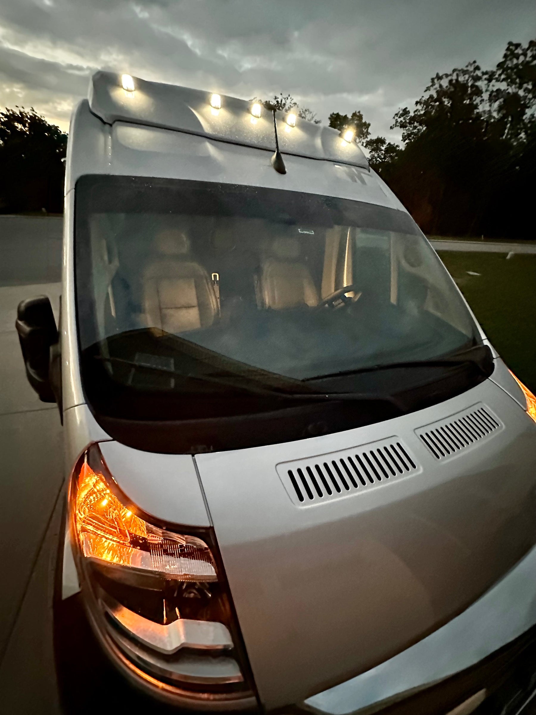 2023 Promaster 3500  Installed 5pc Clear Lens White Full LED Front Cab Roof Light Kit