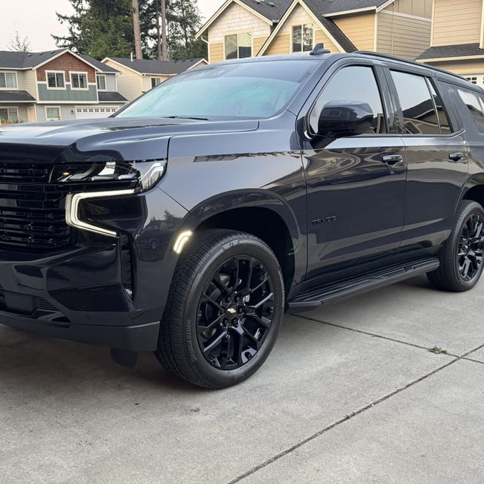 23 Chevy Tahoe  Installed Smoked Lens White Dual Strips LED Side Markers
