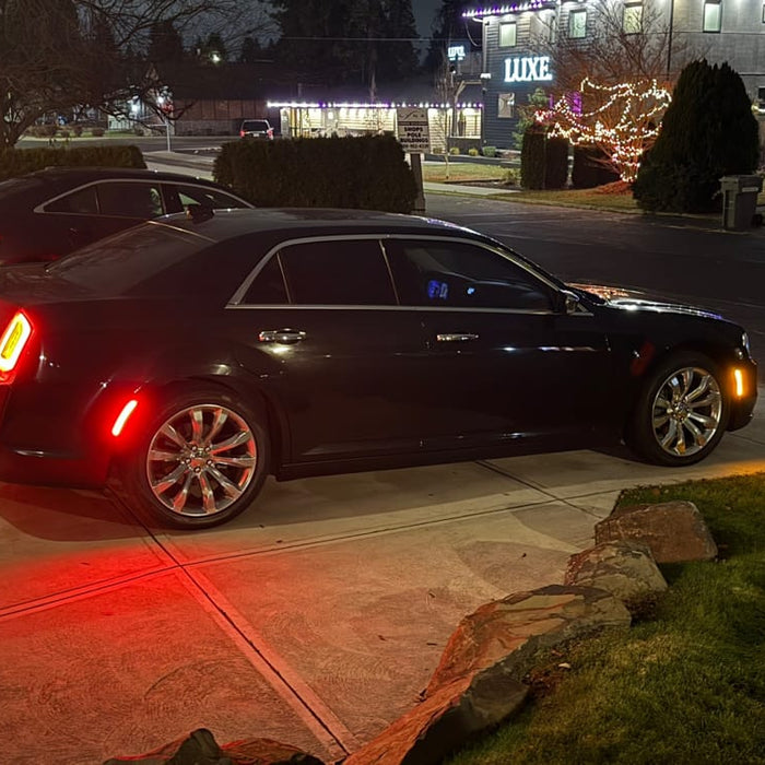 2015 Chrysler 300C Installed Smoked Lens Amber/Red Full LED Side Marker Light Kit