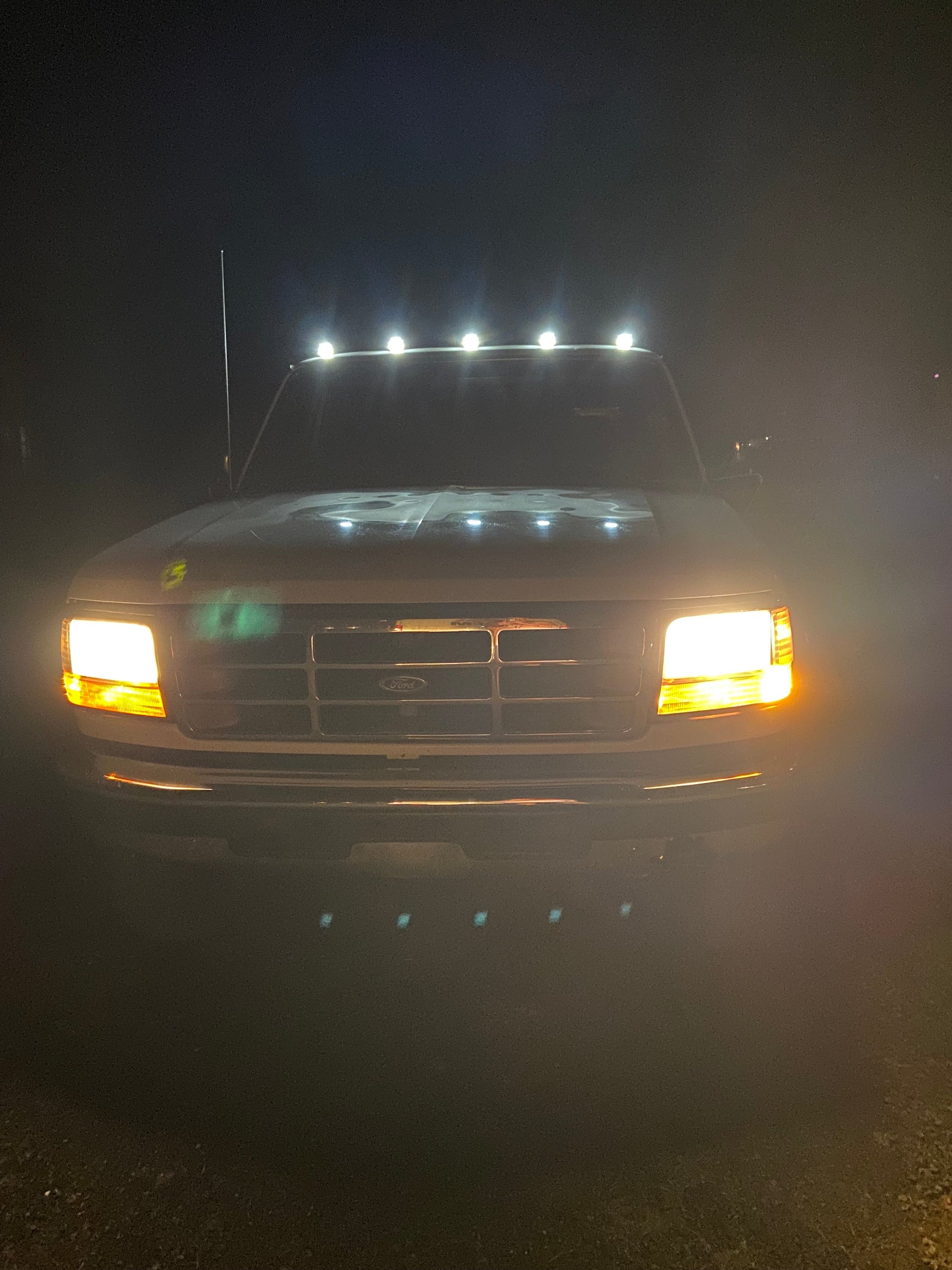 1997 Ford F-350 XLT Installed 5pc Smoked Lens White Full LED Cab Roof Marker Lights
