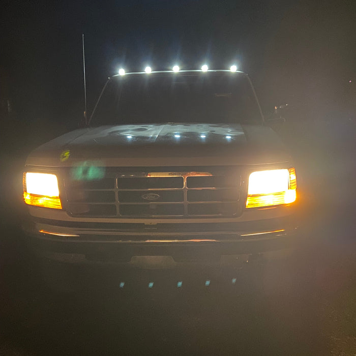 1997 Ford F-350 XLT Installed 5pc Smoked Lens White Full LED Cab Roof Marker Lights