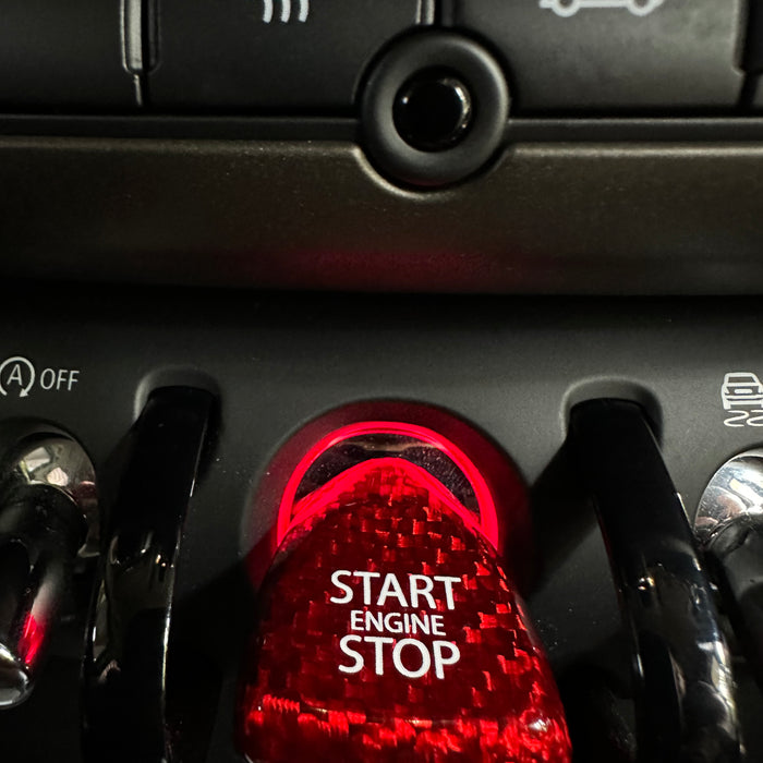 Mini Cooper S Countryman F60 Installed Red CarbonFiber Keyless Engine Push Start Button