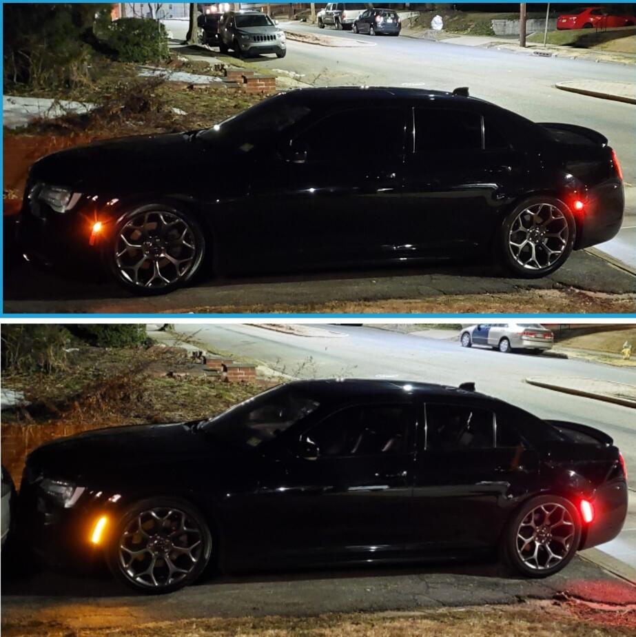 2015 Chrysler 300s 5.7  Installed Amber/Red Full LED Side Marker Light Kit