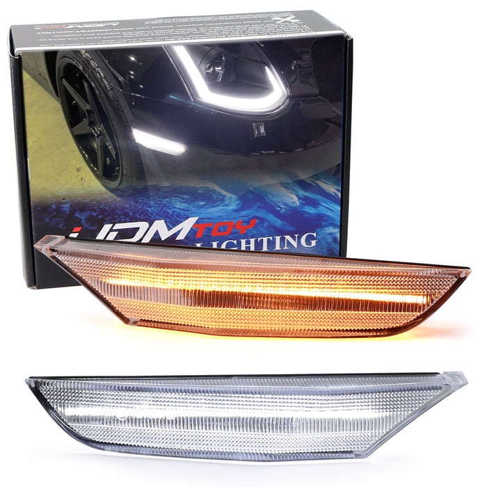 Clear White/Amber Sequential Blink LED Side Markers For 2003-06 Infiniti G35 4d