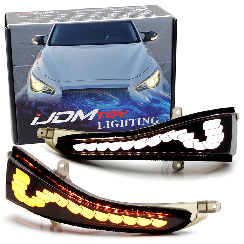 Smoke Sequential LED Side Mirror Cap Signal/Puddle Light For Infiniti Q50 Q60 QX