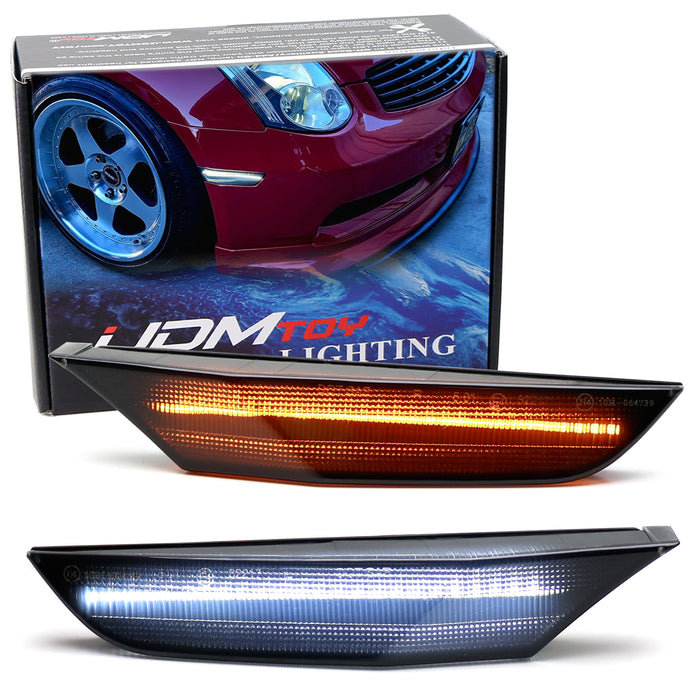 Smoked White/Amber Sequential Blink LED Side Markers For 2003-06 Infiniti G35 4d