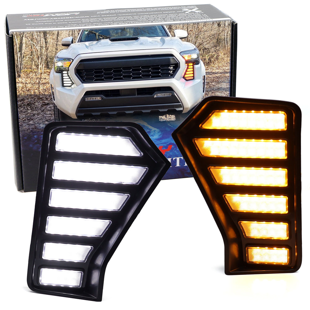 Below Headlight Fit Sequential Switchback LED DRL Lights For Toyota Tacoma