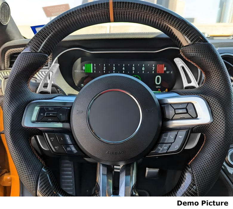 Gloss Black Finish Large Steering Wheel Paddle Shifters For Ford 2015-23 Mustang